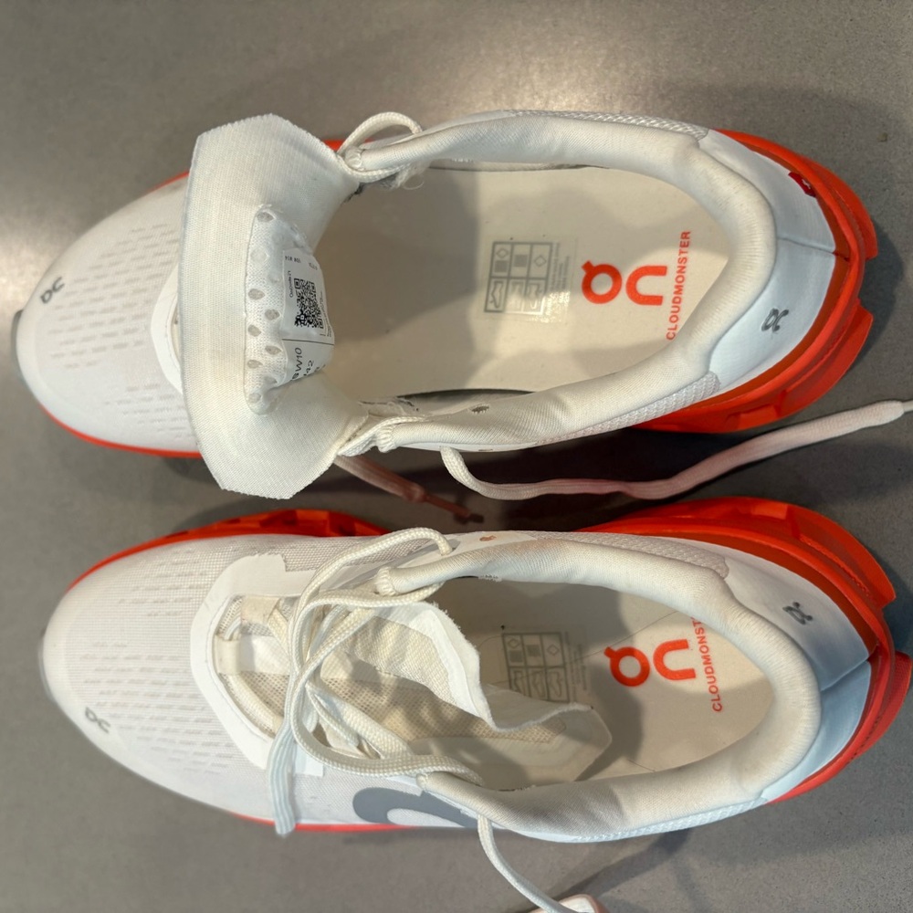 On Running Cloudmonster Kids Sneakers - White and Red - Picture 2 of 5